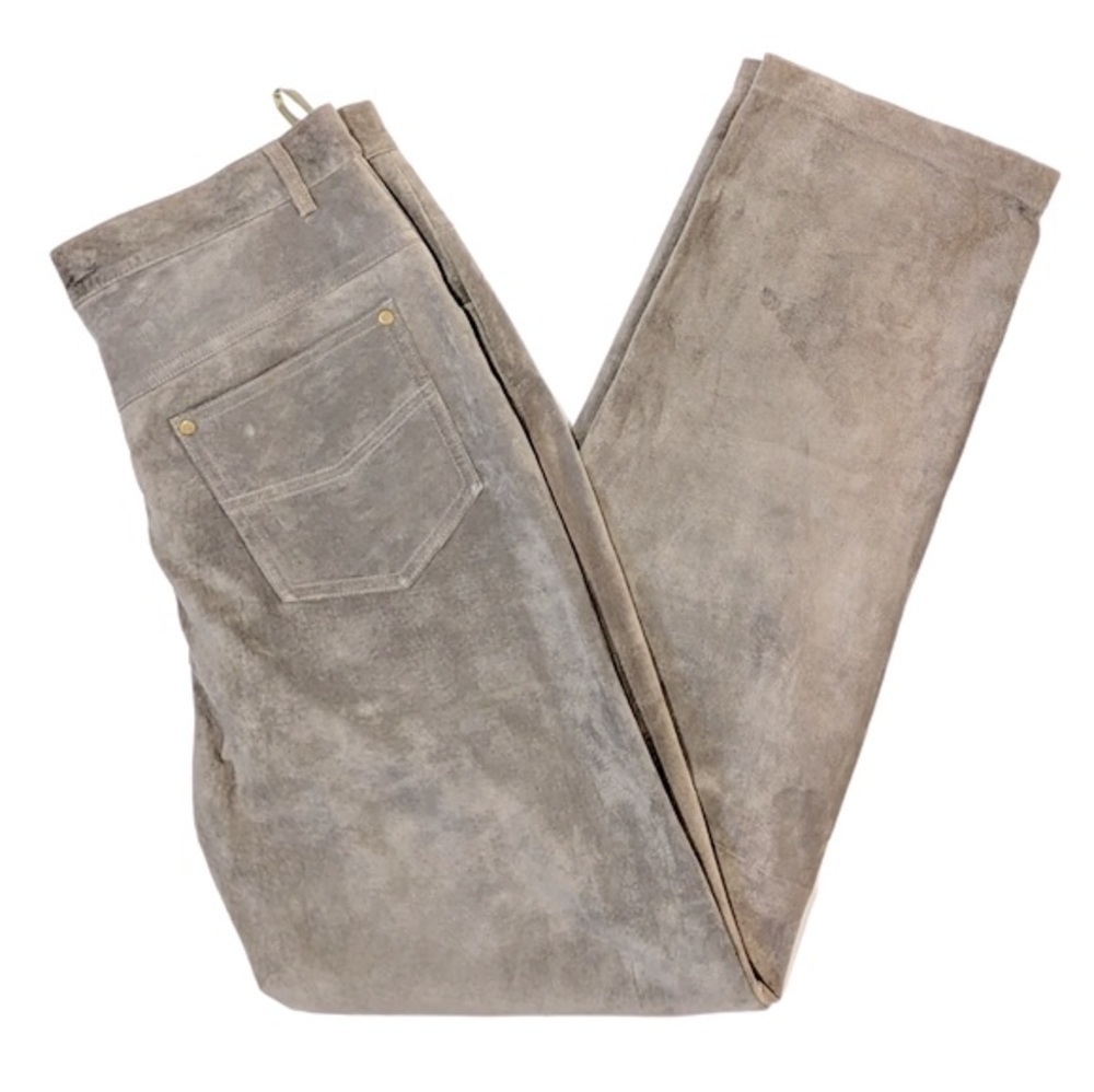 Vintage Grey Suede High Waisted Pants Size 14 Washable 5 Pocket Style